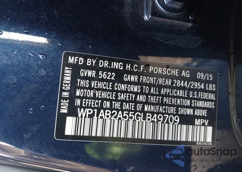 2016 Porsche Macan S from USA, damaged, VIN WP1AB2A55GLB49709